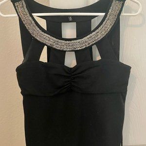 Shimmery and Fun Black Top for a Night Out